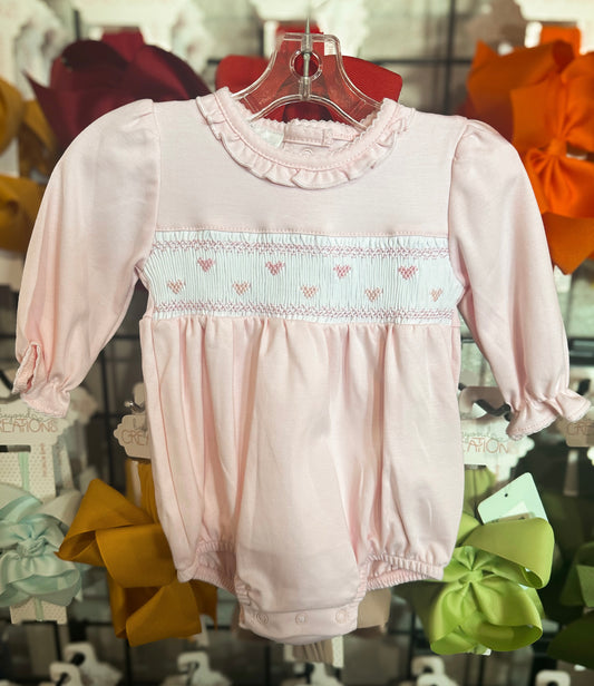 Magnolia Baby Valentine’s Classic Smocked Bubble