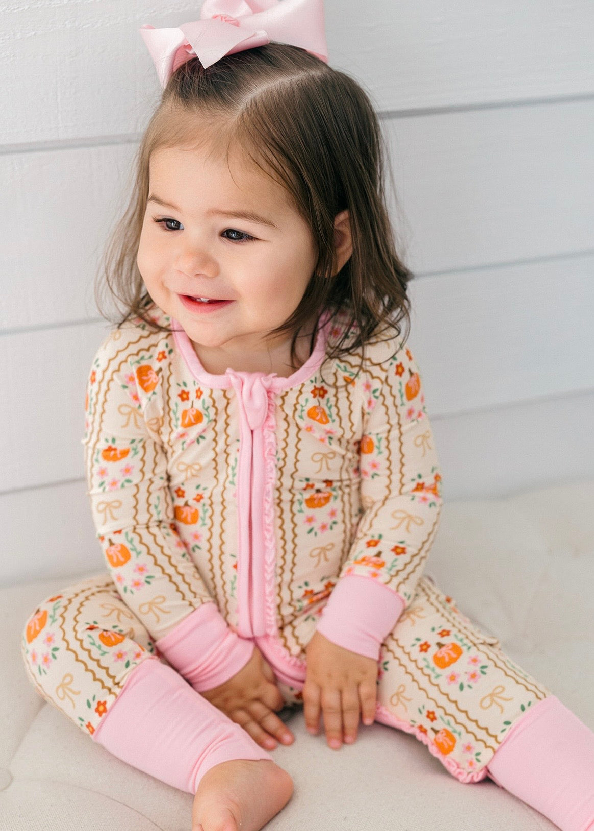 Poppy Kids Darling Pumpkin Ruffle Zipper Romper