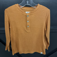 Me & Henry Burnt Orange Ribbed Henley Tee