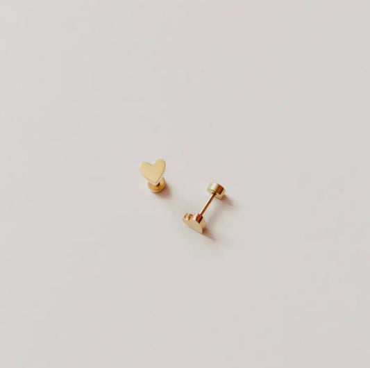 Pip Pop Post Gold Heart Studs