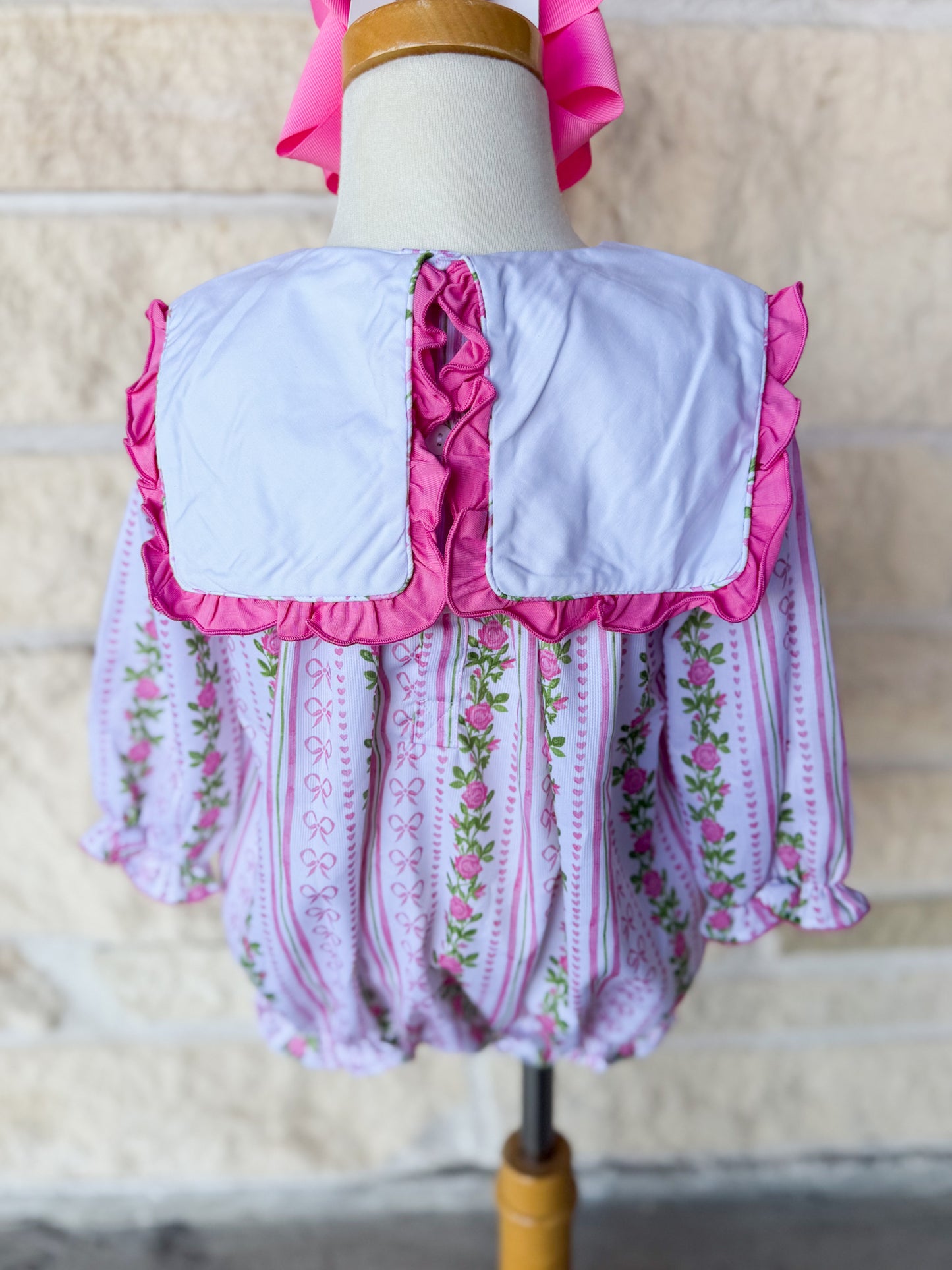 Smocked Flamingo Fancy Floral Bib Bubble