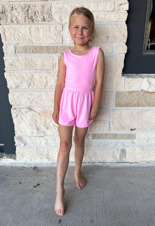 Swoon Baby Pink Athletic Shortie Romper