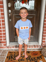 Smocked Flamingo Blue Plaid Short Set