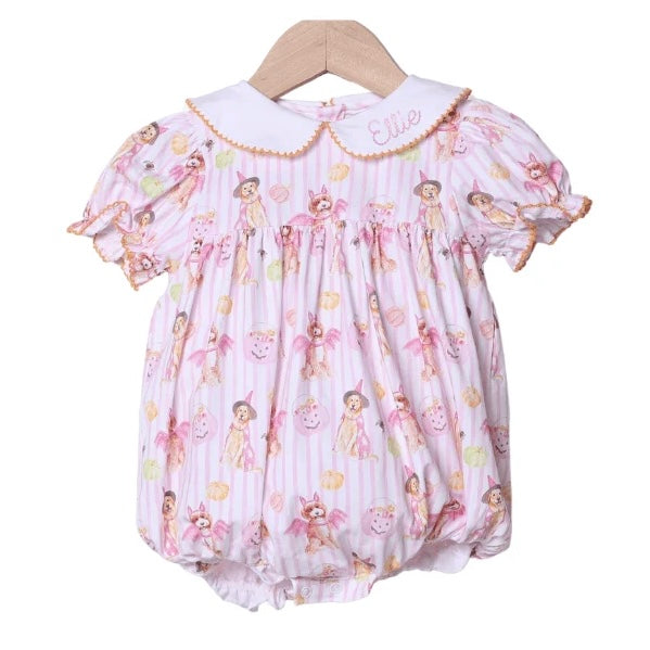 Smocked Flamingo Trick or Treat Pink Puppy Bubble