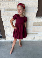 Ollie Jay Wine Puff Dress