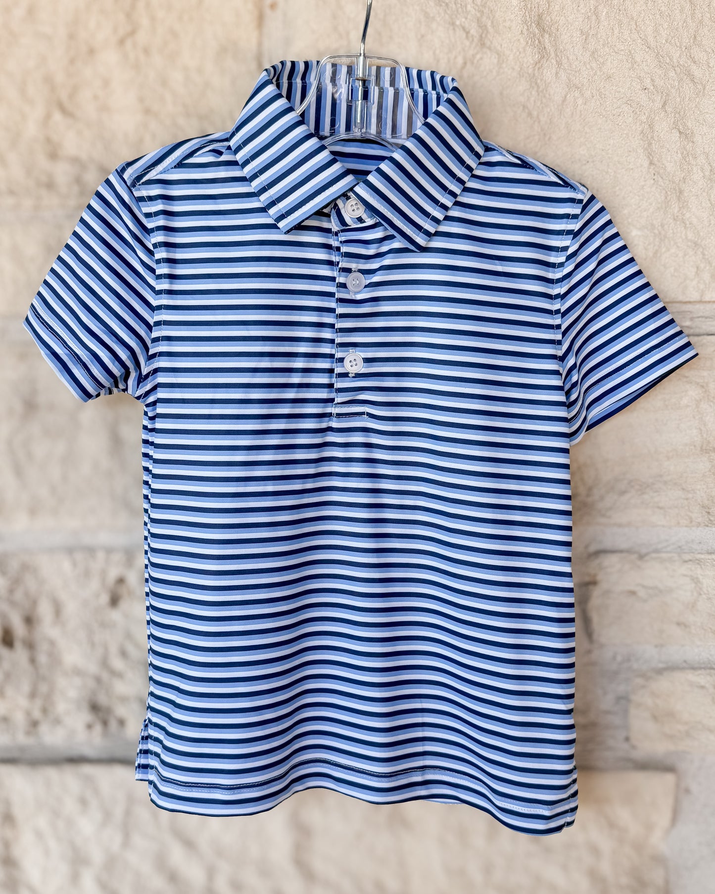 Meripex Navy Stripe Performance Polo