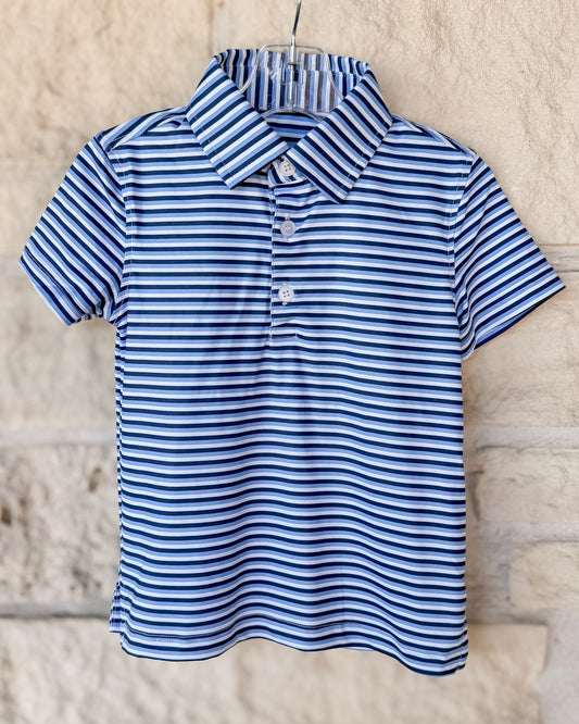 Meripex Navy Stripe Performance Polo