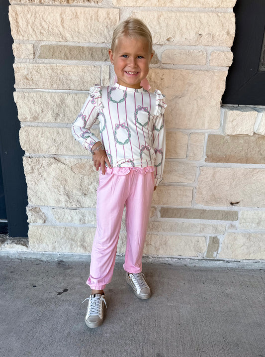 Hamner Hill Sugarplum Ruffle Wreath Legging Set