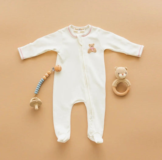 Magnolia Baby Ivory Bear Hugs Footie