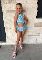 Swoon Baby Teal Floral 2pc Swim Suit