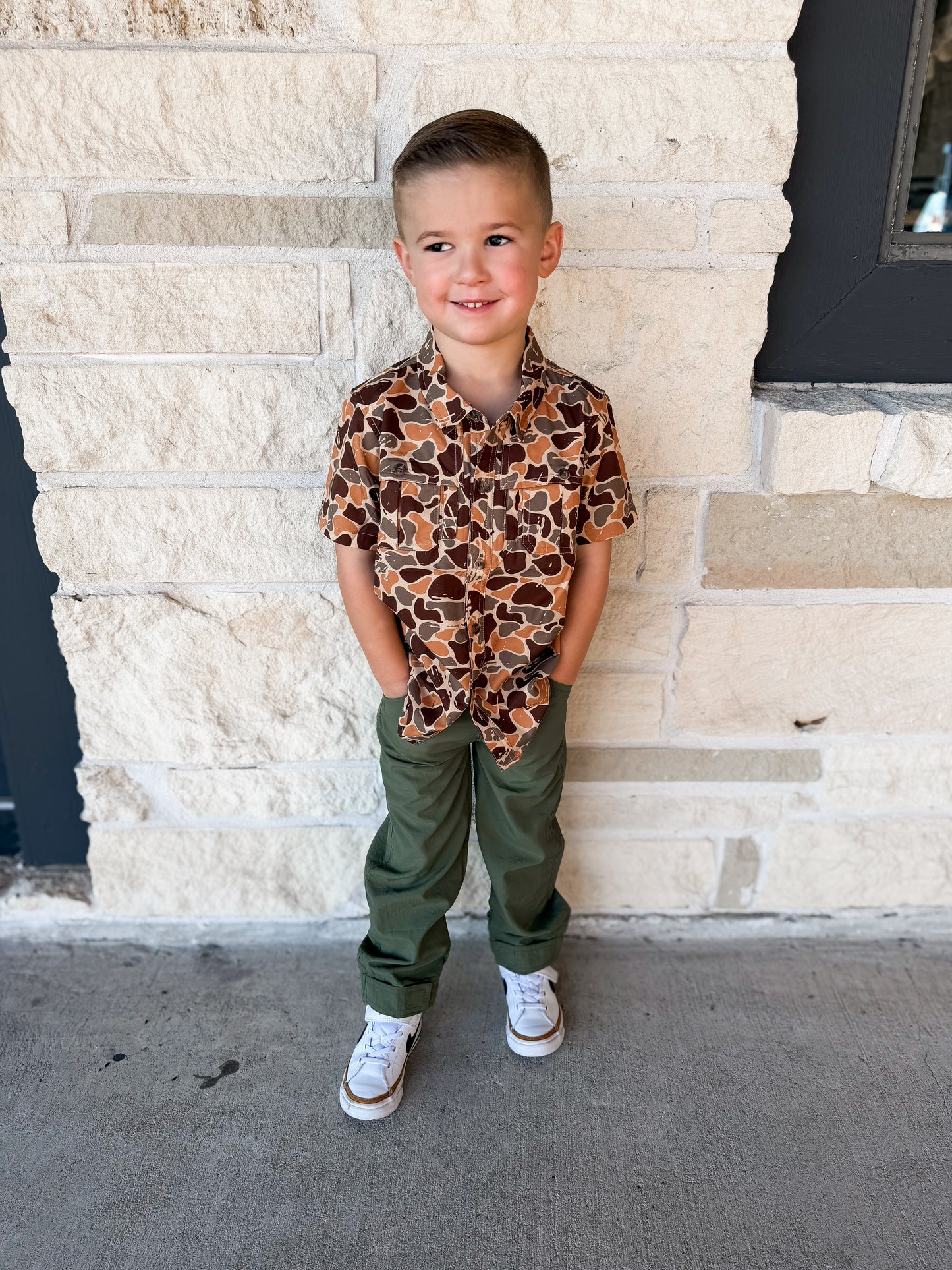 Fieldstone Woodlands Camo Button Down