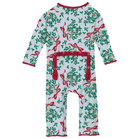 Kickee Pant Mistletoe Ribbons Ruffle Coverall