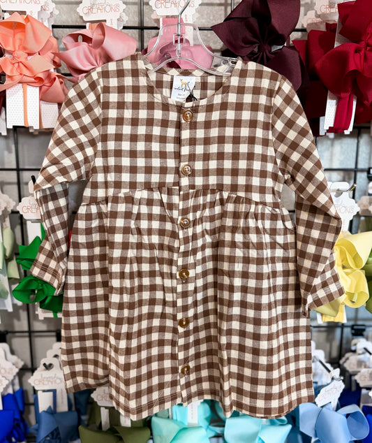 Velvet Fawn Bark Brown Flannel Dress