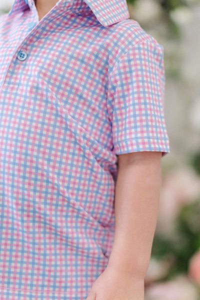 Poppy Kids Pink & Blue Check Polo