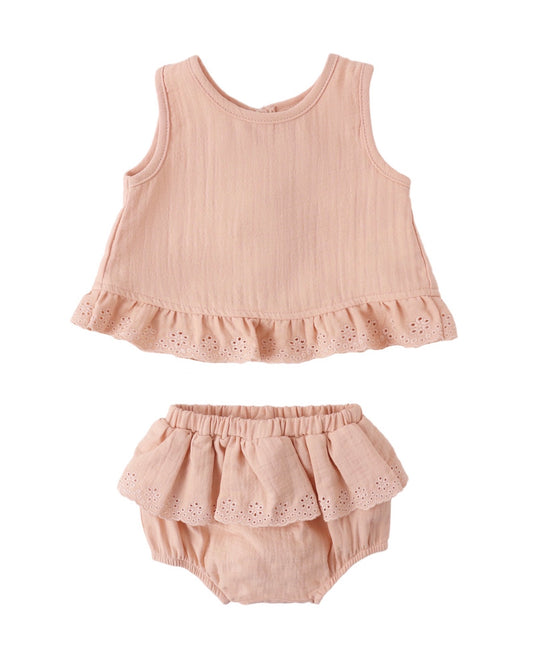 Quincy Mae Ruffle Melon Bloomer Set