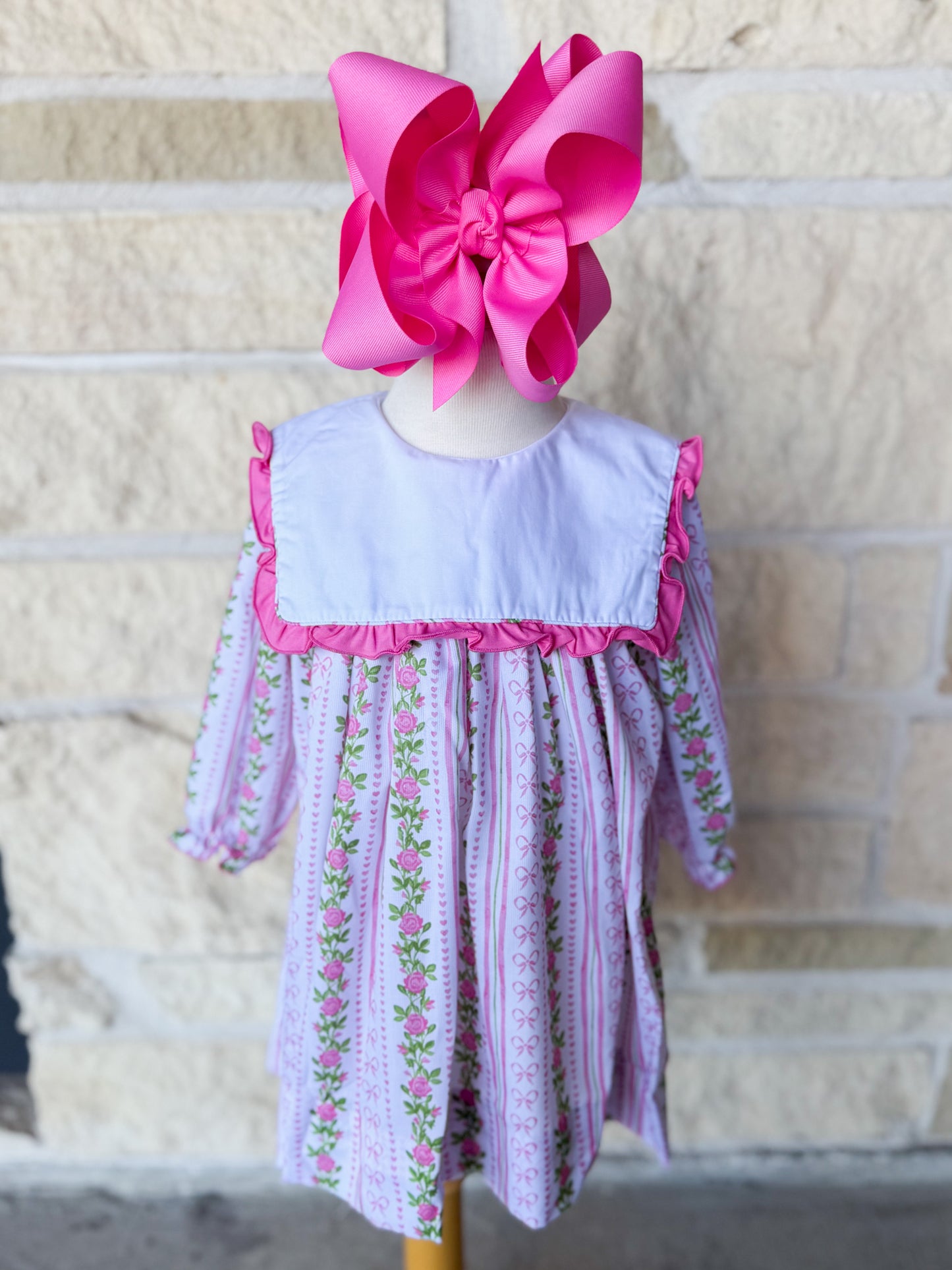 Smocked Flamingo Fancy Floral Bib Dress