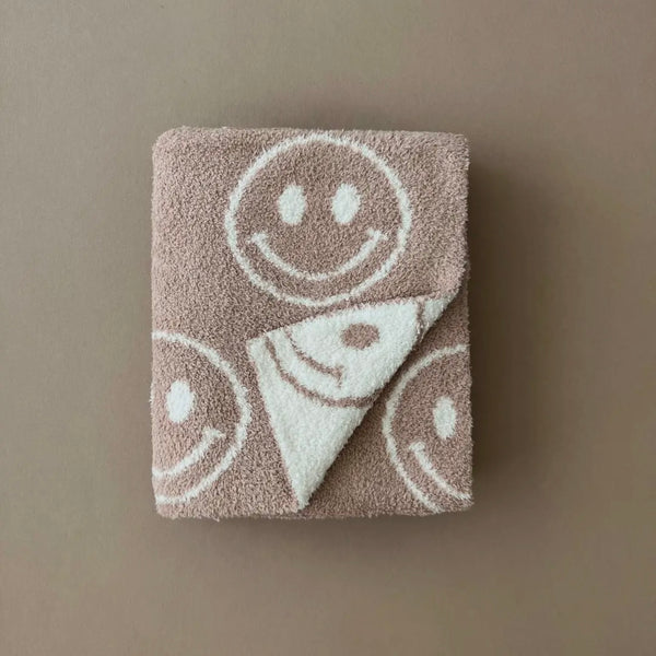 Latte Smiley Plush Blanket