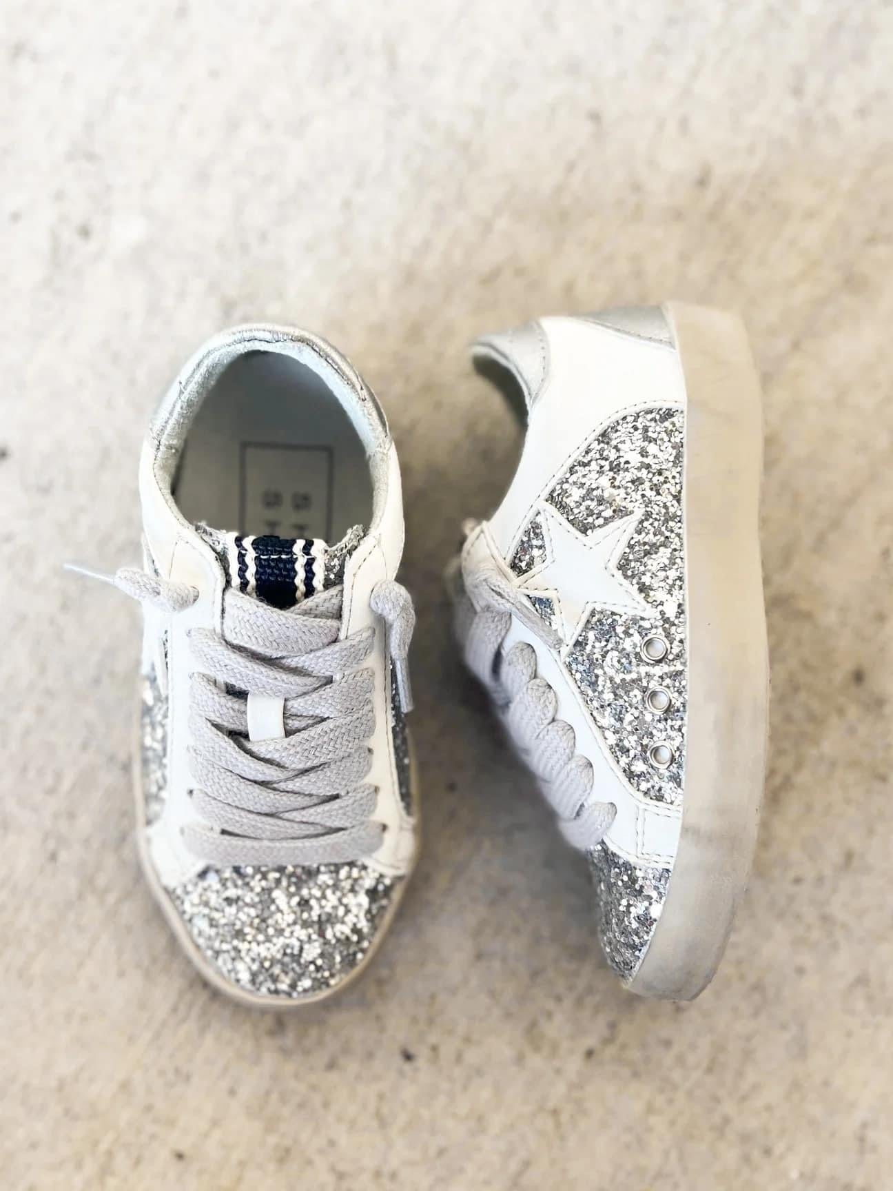 Shu Shop Paula Silver Shimmer Sneaker