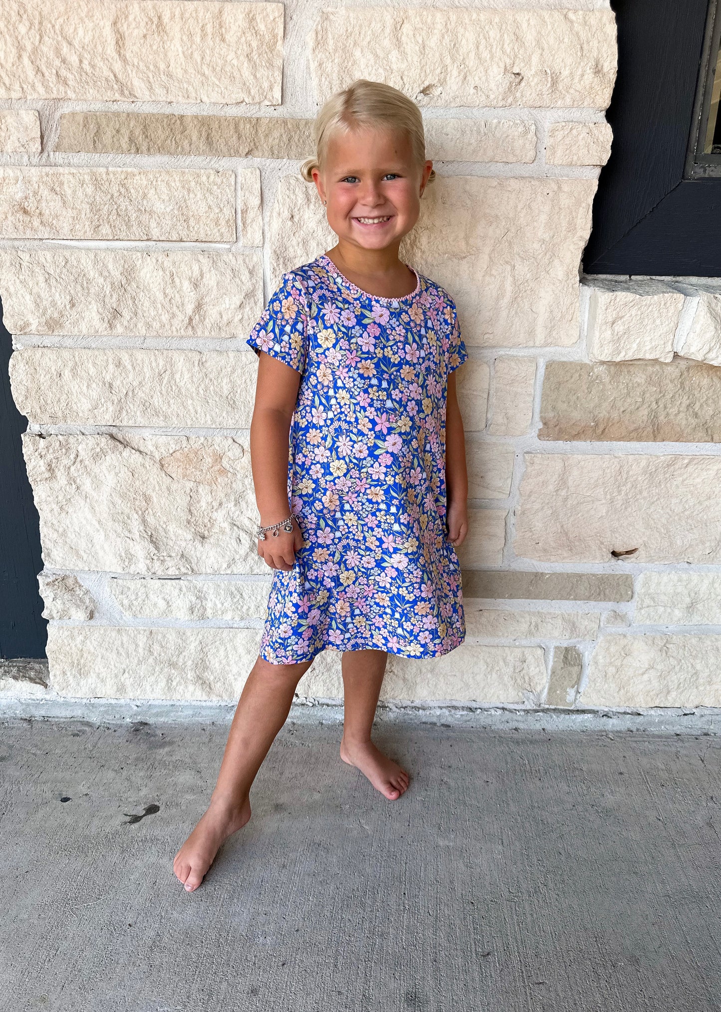 The Oaks Mary Chase Ditsy Navy Pink Watercolor Dress