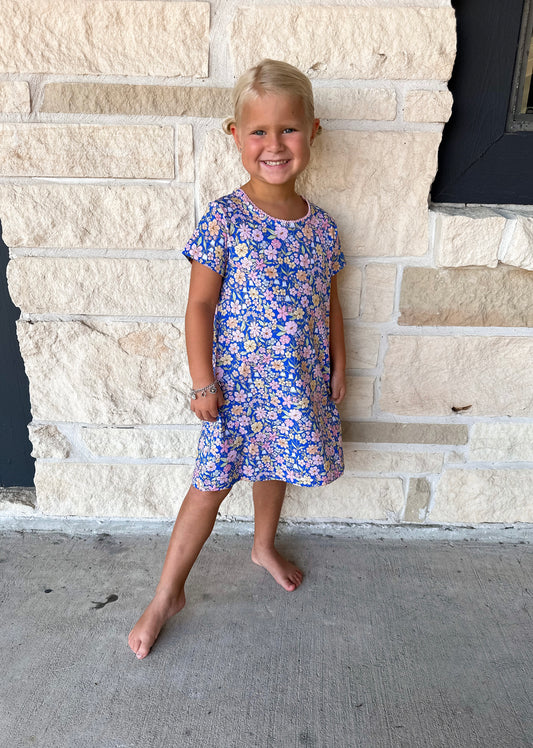The Oaks Mary Chase Ditsy Navy Pink Watercolor Dress