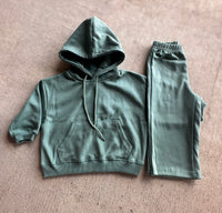 Junior Olive 2pc Hoodie + Wide Leg Pant Set