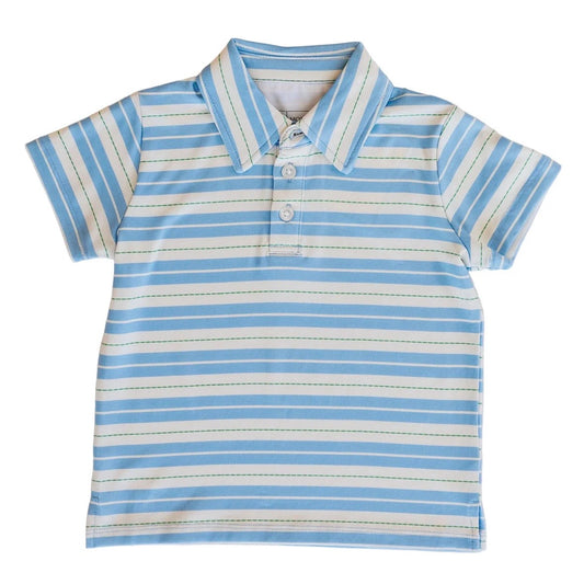 Hollis Baker Blue & Green Stripe Kyle Polo