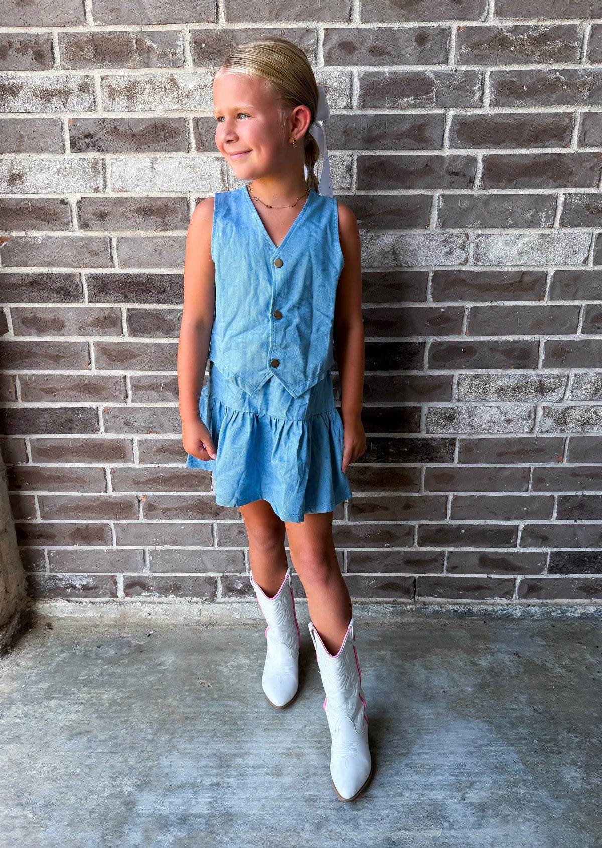 Emma Jean Chambray Vest Set