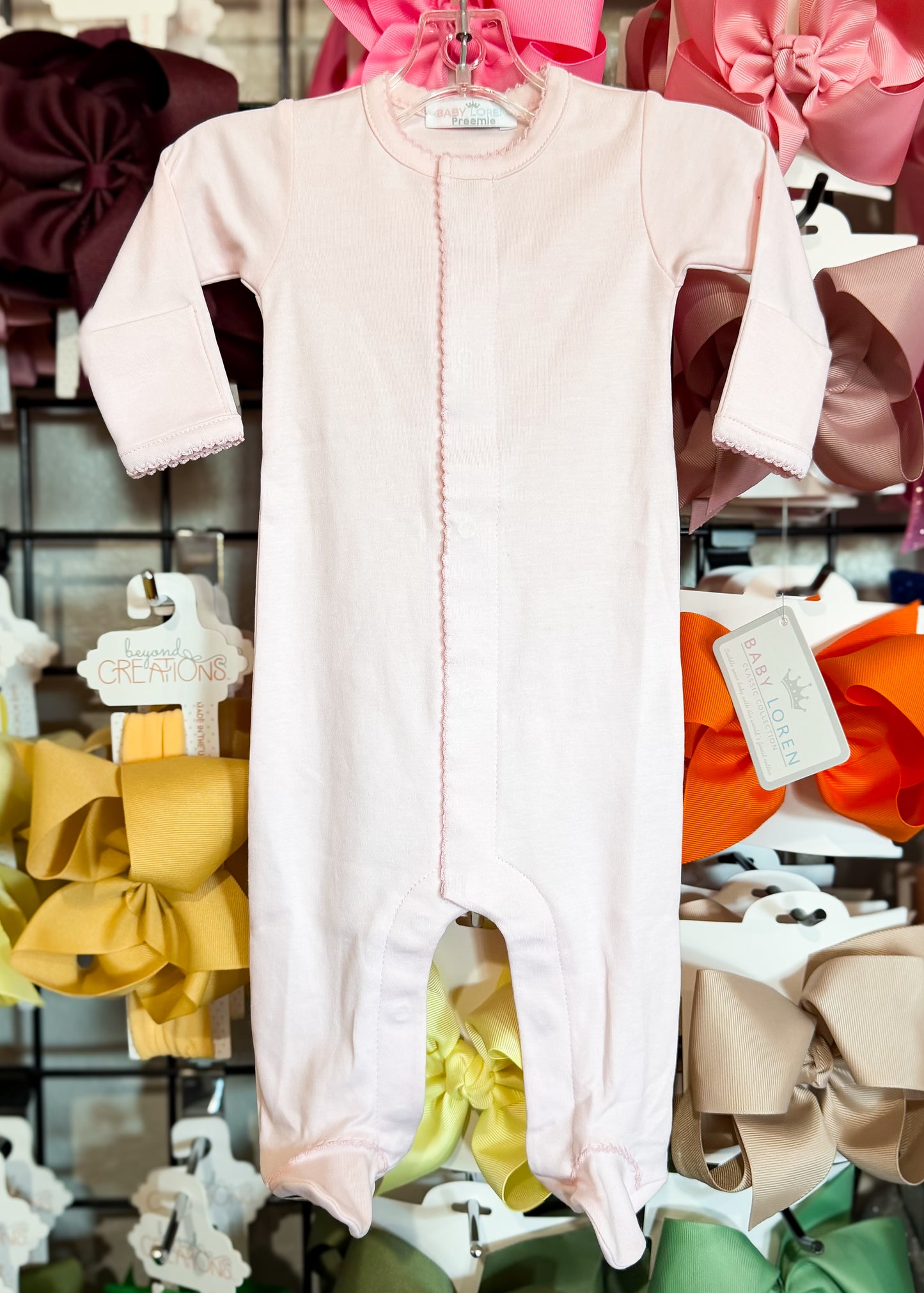 Baby Loren Pink Picot Trim Footie