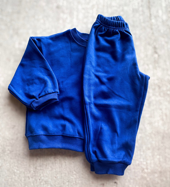 Royal Blue 2pc Crewneck Sweat Set