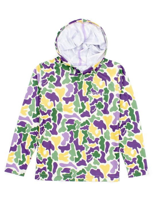 Properly Tied Mardi Gras Camo Performance Hoodie