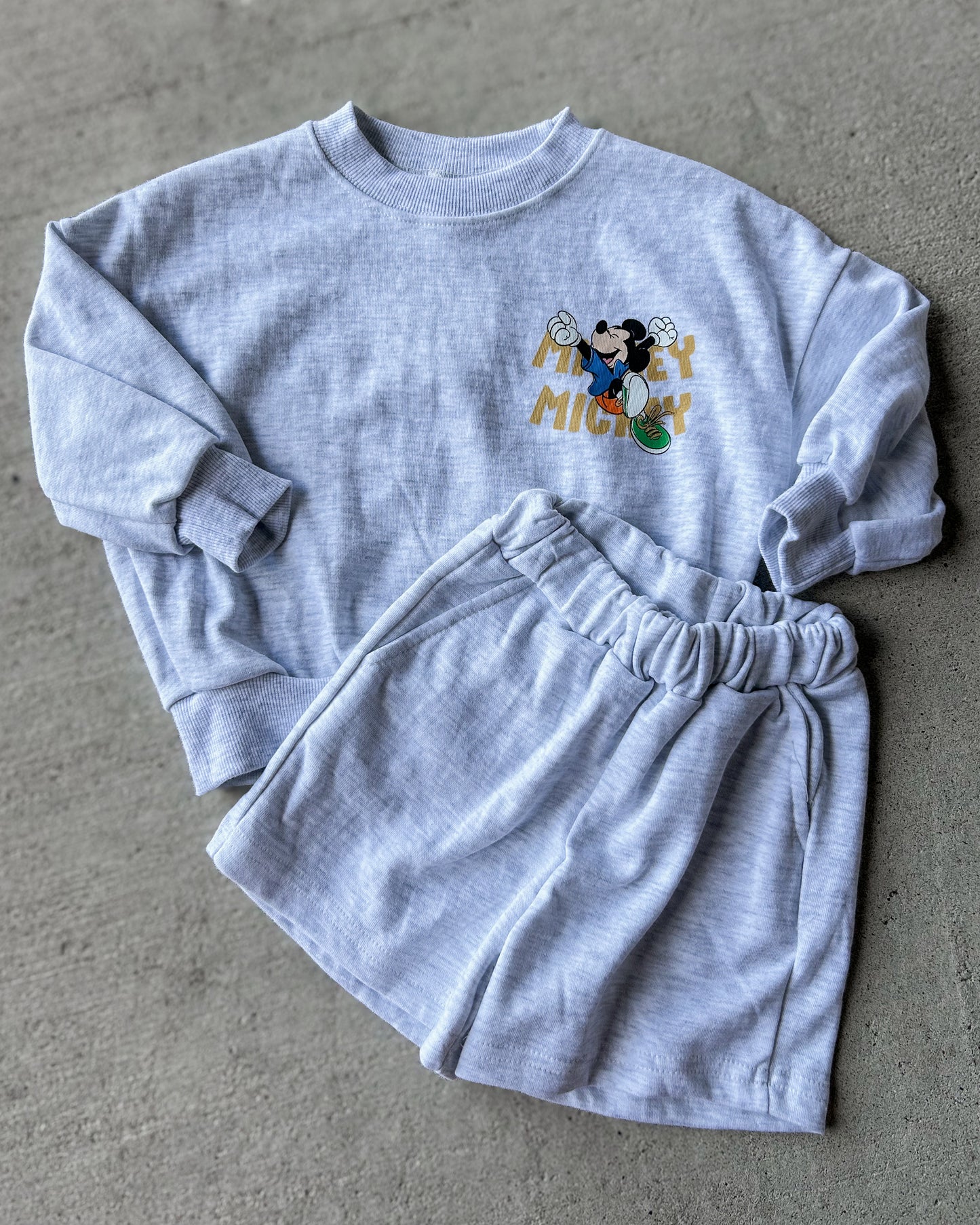 Mickey Heather Grey LS Short Set