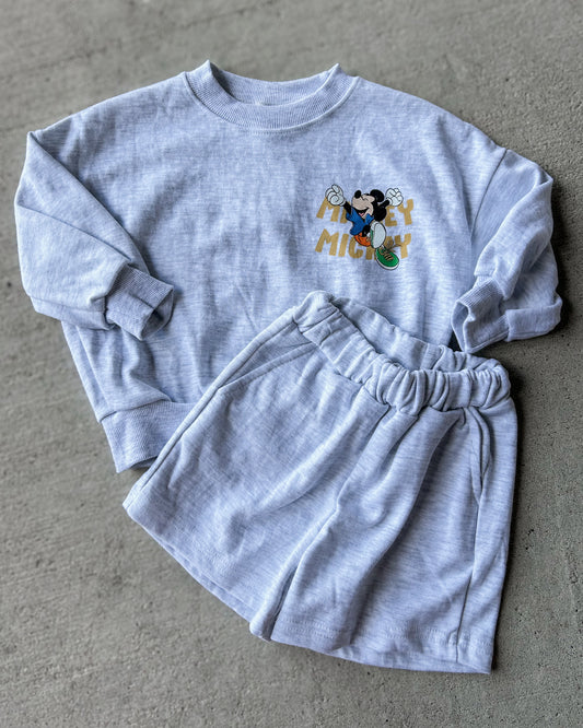 Mickey Heather Grey LS Short Set