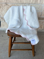 Mud Pie Pink Scalloped Chenille Blanket