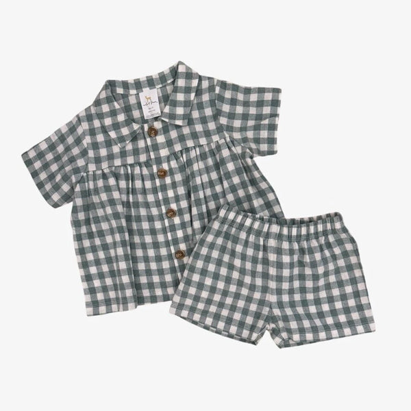Velvet Fawn Green Plaid Macy Short Set