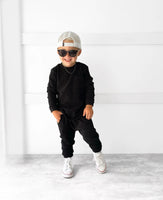 Little Bipsy Black Waffle Joggers