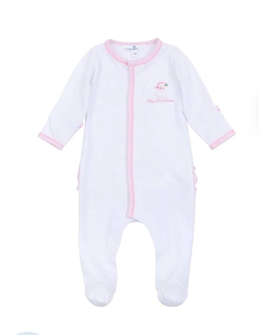 Magnolia Baby Girl Baby’s First Christmas Footie