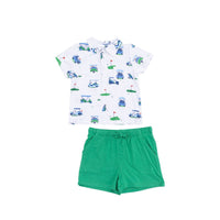 Angel Dear Blue Golf Cart Polo Short Set