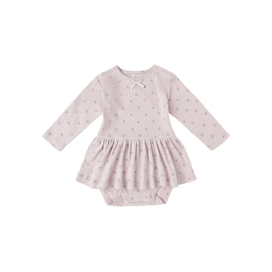 Quincy Mae Lilac Daisy Pointelle Skirted Bodysuit
