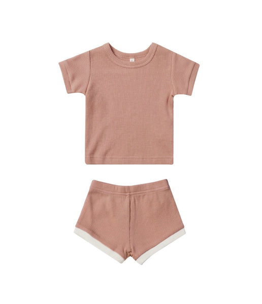 Quincy Mae Rose Waffle Shortie Set
