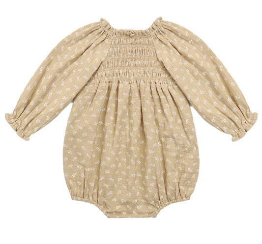 Quincy Mae Butterscotch Floral Romper