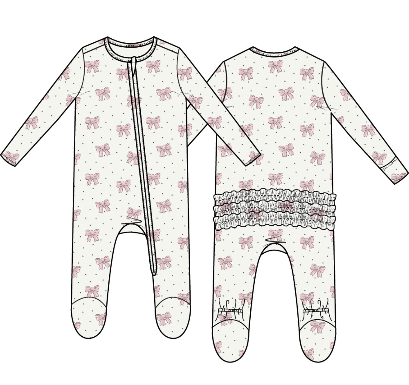 Angel Dear Bows & Hearts Footie