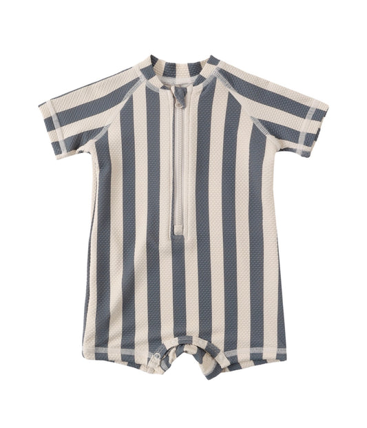 Quincy Mae Zip Retro Ocean Stripe Rashguard