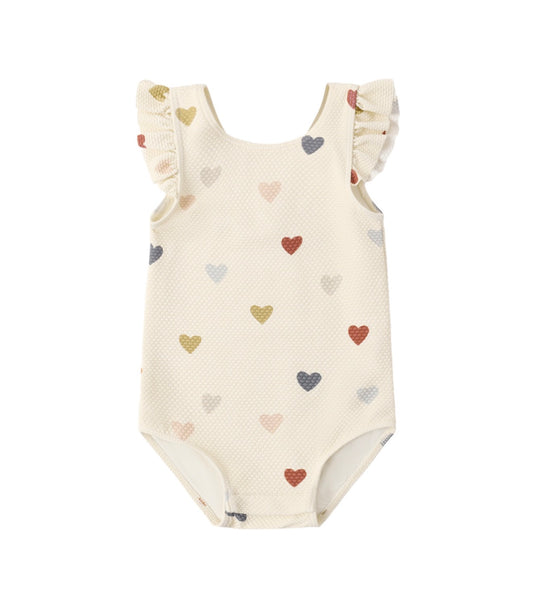 Quincy Mae Confetti Hearts Scoop Back Swimsuit