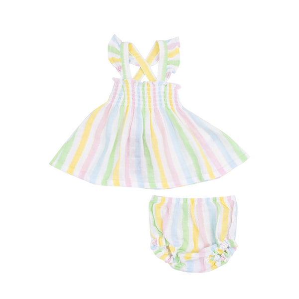 Angel Dear Striped Smocked Bloomer Set