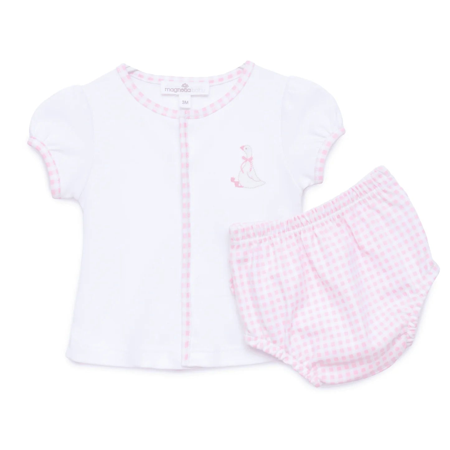 Magnolia Baby Pink Ruffle Silly Goose Diaper Cover Set