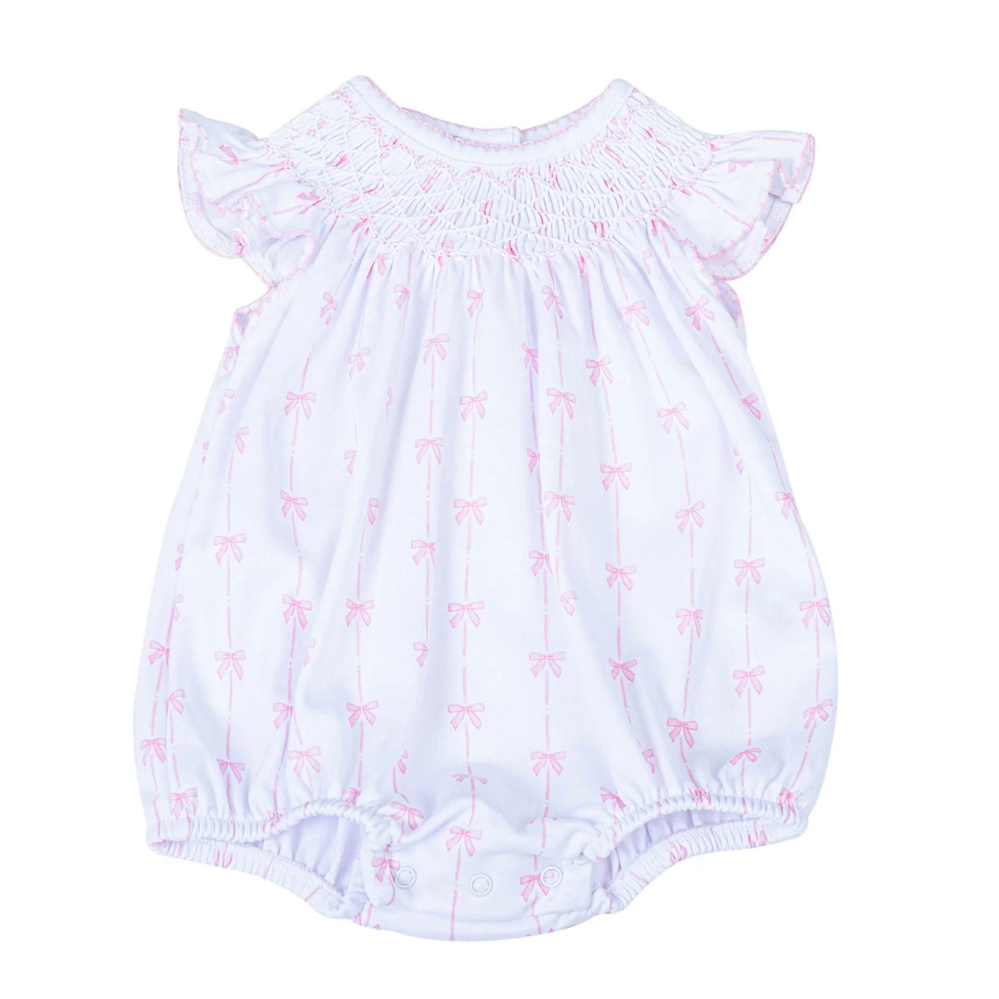 Magnolia Baby Amelia’s Classics Pink Bow Flutter Sleeve Bubble