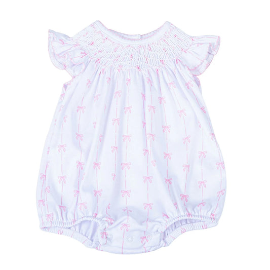 Magnolia Baby Amelia’s Classics Pink Bow Flutter Sleeve Bubble
