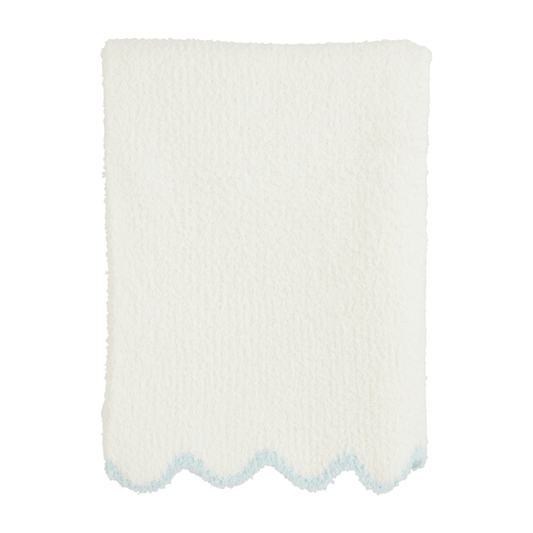 Mud Pie Blue Scalloped Blanket