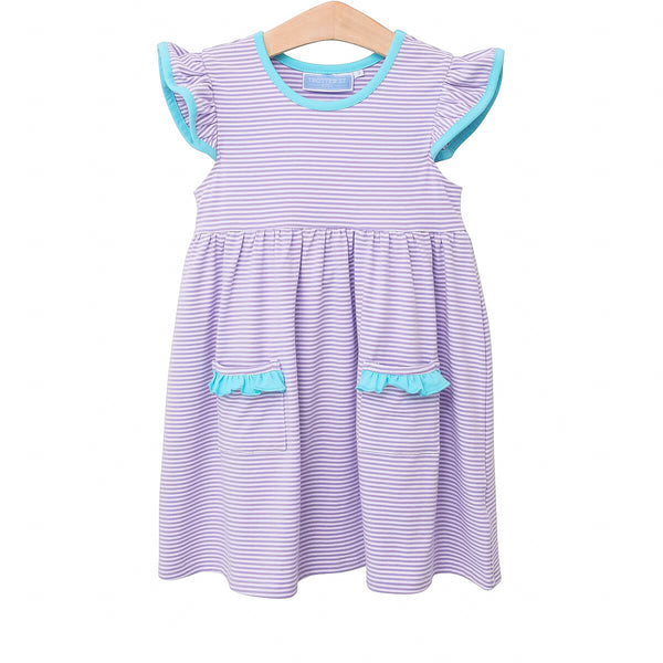 Trotter Street Lucy Lavender Stripe + Aqua Dress