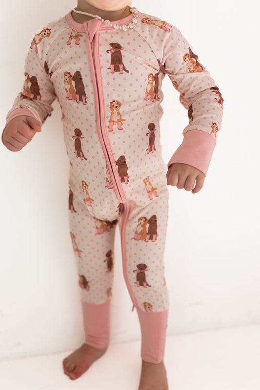 IMJ Pink Pup Friends Zipper Romper